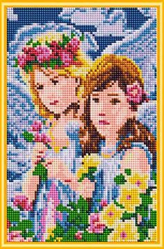 Алмазная мозаика Девочки с цветами 22*32см.с подр.,с полным заполнением AC22029
