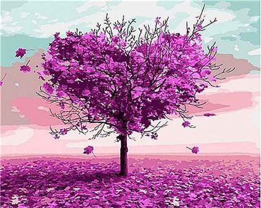 Холст с красками 30х40см. Красивое розовое дерево Х-1992