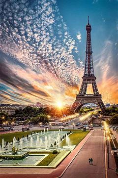 Алмазная мозаика 22*32см. Прекрасный Париж на закате с подр.,с полн. заполнением F3-008
