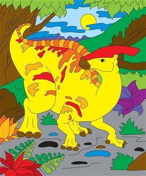 Холст с красками 25х30см. Динозавр в джунглях Х-2568