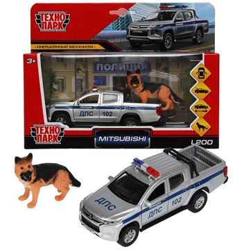 Машина ТехнопаркMitsubishi L200 полиция 13см. металл,инерц.+ собака L200-12POLSR-DOG