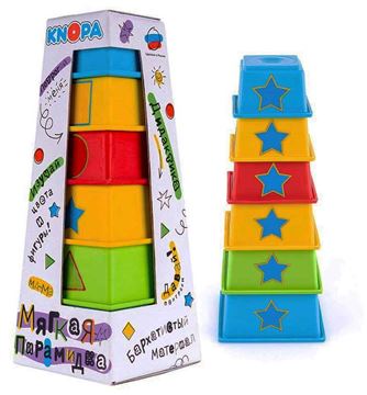 Мягкая пирамидка стаканчики с наклейками Дидактика КНОПА 87007