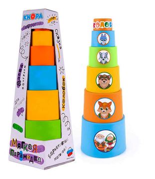 Мягкая пирамидка стаканчики с наклейками Колобок КНОПА 87006