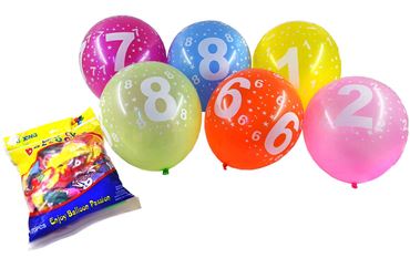 Набор воздушных шаров 12 2,8гр. цифры в асс 22-3-348 (100шт.в уп.) (200)