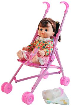Кукла 6004W простая с коляской и аксесс (72)