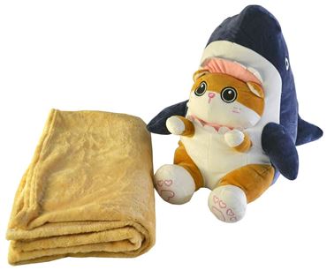 МИ Кошка в акуле 45см. с одеялом 1,1*1,5м 24-2-187 (50)