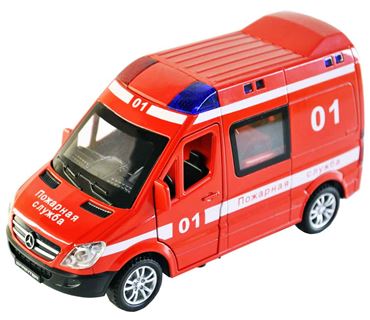 Микроавтобус модельный CZ60A металл пожарный (12шт.в  уп.) (96)