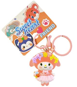 Брелок 25-1-488-16 пласт односторонний с ручкой Овечка в платье (201)