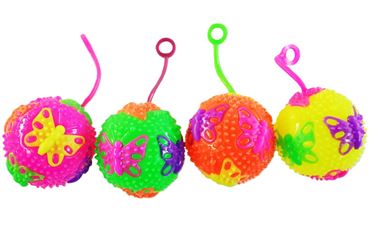 Мяч на резинке свет бабочка 6,5см. 25-1-16-2 (24шт.в уп.) (576)
