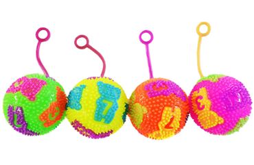 Мяч на резинке свет мишка 6,5см. 25-1-16-3 (24шт.в уп.) (576)