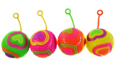 Мяч на резинке свет сердце 7,5см. 25-1-17-1 (12шт.в уп.) (360)