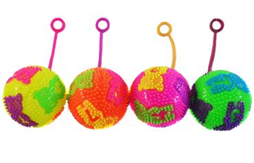 Мяч на резинке свет цифры 6,5см. 25-1-16-5 (24шт.в уп.) (576)