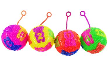 Мяч на резинке свет цифры 7,5см. 25-1-17-2 (12шт.в уп.) (360)