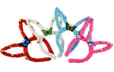 Ободок Уши зайца с бабочкой свет 4цвета 25-1-427 (600)