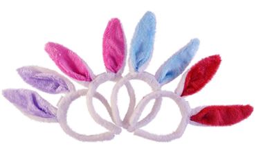 Ободок Уши зайца свет 4цвета 25-1-425 (12шт.в уп.) (600)